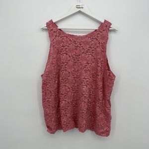 Solange Vintage Pink Lace Sheer Tank Top Plus Size 26/28